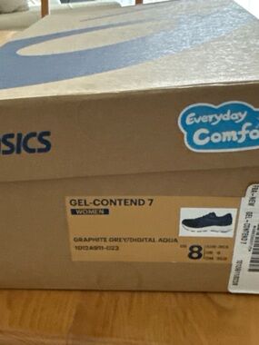 Asics GEL-Contend 7 Shoe Box in Graphite Grey and Blue